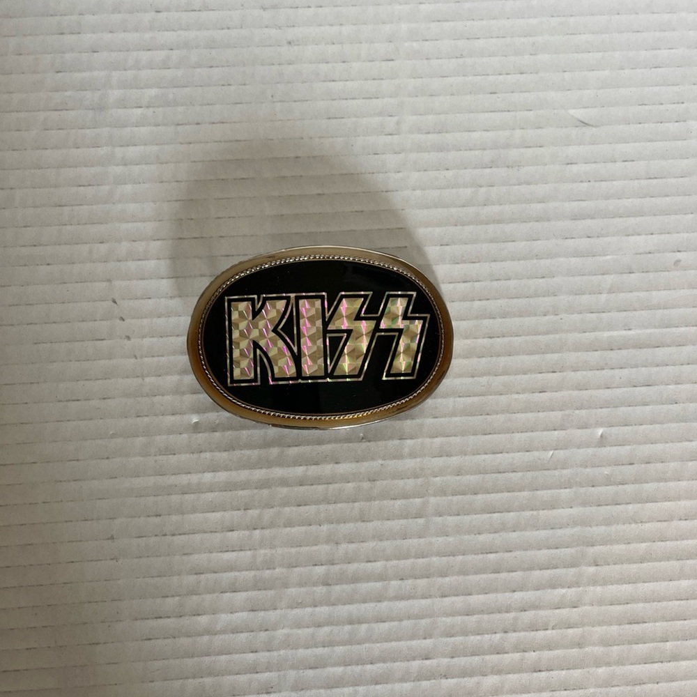Kiss Belt Buckle Stamped 1976 Pacifica Mfg. Rare and  First Edition Black Silver